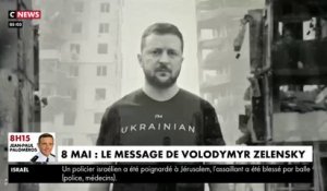 Guerre en Ukraine : Dans un discours bouleversant, filmé en noir et blanc à l occasion du 8 mai, le président Volodymyr Zelensky dresse un parallèle entre l'invasion russe et les atrocités commises par les nazis