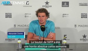 Madrid - Zverev : "Le boulot de l'ATP a été une honte absolue"