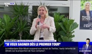 Marine Le Pen, candidate aux législatives dans le Pas-de-Calais: "Ce serait bien de gagner dès le premier tour"