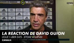 La réaction de David Guion après Bordeaux / Lorient - Ligue 1 Uber Eats - J37