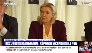 Pour Marine Le Pen, Gérald Darmanin aurait pu "élargir" ses excuses pour le "chaos inimaginable" au Stade de France