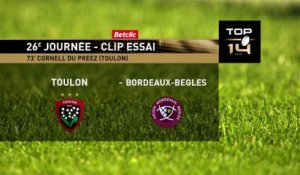 TOP 14 - Essai de Cornell DU PREEZ (RCT) - RC Toulon - Union Bordeaux Bègles - Saison 2022-2023
