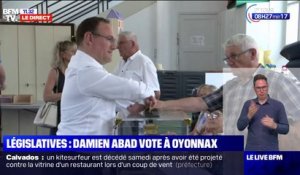 Législatives 2022: Damien Abad vote à Oyonnax dans l'Ain