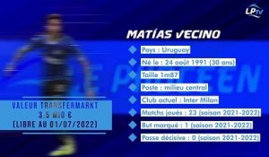Mercato OM : fiche transfert Matías Vecino
