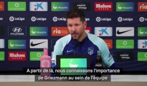 Atlético - Simeone : "On connaît l’importance de Griezmann au sein de l'équipe"