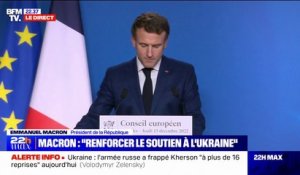 Emmanuel Macron: "Nous avons adopté un neuvième paquet de sanctions parce-que la Russie doit payer le prix de son agression injustifiée de l'Ukraine"