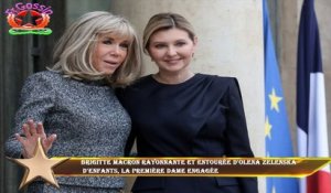 Brigitte Macron rayonnante et entourée d'Olena Zelenska  d'enfants, la première dame engagée