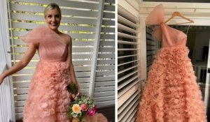 Elle porte une robe de mariée rose pour son mariage et reçoit une vague de critiques