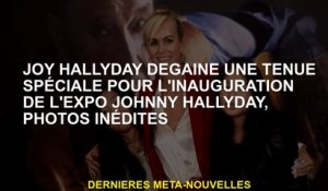 Joy Hallyday dessine une tenue spéciale pour l'inauguration de l'exposition Johnny Hallyday, des pho