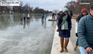 No Comment | Le miroir d'eau du Lincoln Memorial transformé en patinoire