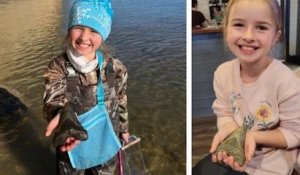 Le jour de Noël, cette fillette a trouvé une dent de requin mégalodon alors qu'elle cherchait des fossiles