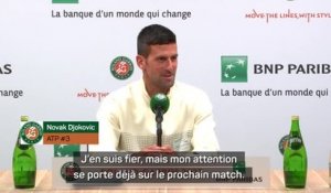 Roland-Garros - Djokovic : "Mon attention se porte déjà sur le prochain match"