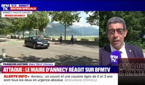 François Astorg, maire EELV d'Annecy partage son "sentiment de gravité et d'émotion", après l'attaque au couteau dans un parc de la ville