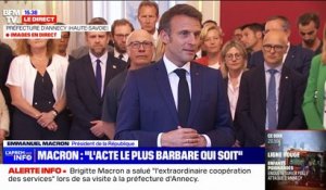 Emmanuel Macron à Annecy: "Je suis très fier de vous" a-t-il dit aux personnes qui sont intervenues lors de l'attaque