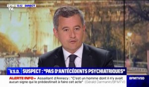 Attaque au couteau à Annecy: "Il y a eu beaucoup de bêtises qui ont été dites, soit par ignorance, soit par volonté de nuire politiquement", affirme Gérald Darmanin