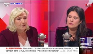 Retraites: la réforme "est horriblement brutale" affirme Marine Le Pen