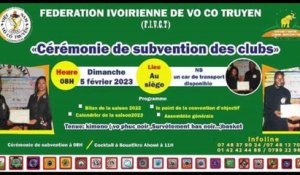 Cérémonie de subvention des clubs de Vô Cô Truyen en Côte d'Ivoire