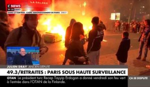 Des violences éclatent dans le 13e arrondissement de Paris pendant une manifestation de plus de 4.000 personnes avec des incendies de poubelles et des barricades montées sur les voies du tramway