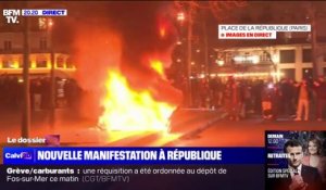 Paris: des tensions place de la République en marge du rassemblement contre la réforme des retraites