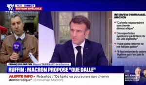 François Ruffin (LFI): "M. Macron arrive à faire l'union de François Ruffin, Laurent Berger, Charles de Courson et Léna Situations"