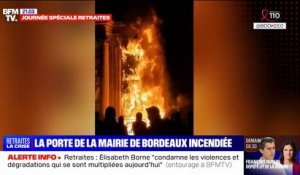 La porte de la mairie de Bordeaux incendiée par des manifestants