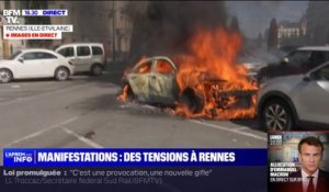 Rennes: des véhicules incendiés lors de la manifestation contre la promulgation de la réforme des retraites