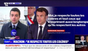 En déplacement à Vendôme, Emmanuel Macron dit "respecter toutes les colères"