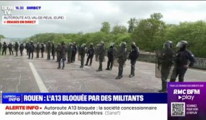 Rouen: les forces de l'ordre évacuent les manifestants sur l'autoroute A13