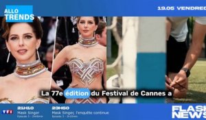 Frédérique Bel risque l'accident vestimentaire au Festival de Cannes 2023 avec une robe transparente sans sous-vêtements.
