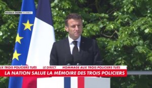 Hommage aux trois policiers tués : l'intégralité du discours d'Emmanuel Macron