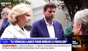 Auprès d'Elisabeth Borne, le maire de L'Haÿ-les-Roses Vincent Jeanbrun donne des nouvelles de son épouse blessée dans l'attaque de leur domicile: "Elle ne marchera pas pendant trois mois"