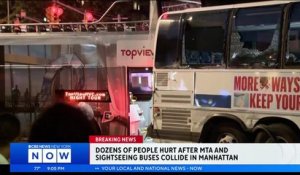 New-York: Deux bus dont un rempli de touristes sont entrés en collision dans le quartier de Manhattan, faisant plus de 80 blessés dont 18 hospitalisés