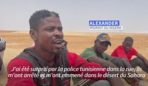 A bout de forces, des migrants africains errent dans le désert entre Tunisie et Libye