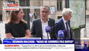 Olivier Faure (PS): "On a l'impression que l'oreille droite d'Emmanuel Macron fonctionne bien alors que son oreille gauche est en panne"