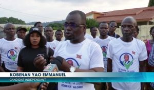 Emmanuel Yao et Fiény Kouadio en campagne à Kounfao pour les élections municipales 2023