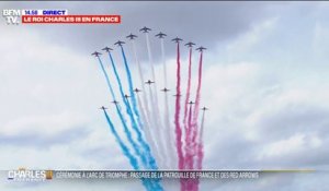 Charles III: les images de la Patrouille de France et des Red Arrows dans le ciel de Paris