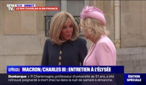 La reine Camilla quitte l'Élysée accompagnée de Brigitte Macron