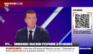 Interview d'Emmanuel Macron ce soir: "J'attends un geste significatif sur le pouvoir d'achat" indique Jordan Bardella, président du Rassemblement national et député européen