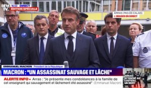 Emmanuel Macron sur l'attaque au couteau à Arras: "Restons unis, groupés et debout"