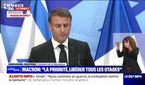 "Le Hamas est un groupe terroriste et ne porte pas la cause palestinienne", souligne Emmanuel Macron