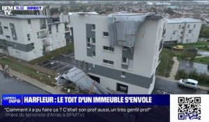 Tempête Ciarán: le toit d'un immeuble s'envole à Harfleur, en Seine-Maritime