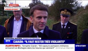 Emmanuel Macron sur la tempête Ciarán: "On va mobiliser l'ensemble des assureurs qui seront réunis par le ministre de l'Économie dès le début de semaine"