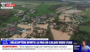 Inondations dans le Pas-de-Calais: les images depuis l'hélicoptère de BFMTV ce vendredi