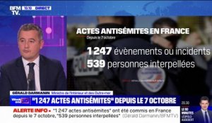 Gérald Darmanin annonce un nouveau chiffre de "1247 incidents antisémites" depuis le 7 octobre