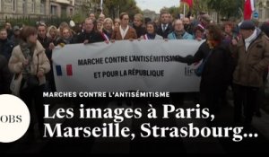 Les marches contre l'antisémitisme à Paris, Marseille, Strasbourg et Bordeaux