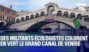 COP28: des militants écologistes colorent en vert le Grand Canal de Venise