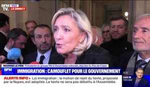 Motion de rejet du projet de loi immigration: "Un désaveu extrêmement puissant", estime Marine Le Pen (RN)