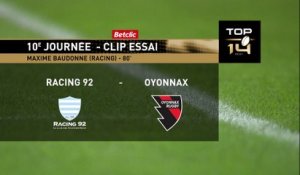 TOP 14 - Essai de Maxime BAUDONNE 2 (R92) - Racing 92 - Oyonnax Rugby