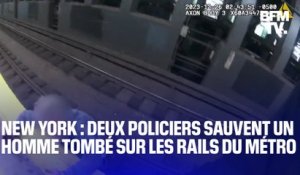 Deux policiers sauvent un homme tombé sur les rails du métro à New York