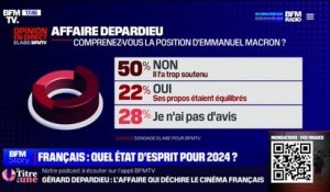 50% des Français jugent qu'Emmanuel Macron a trop soutenu Gérard Depardieu (sondage Elabe/BFMTV)